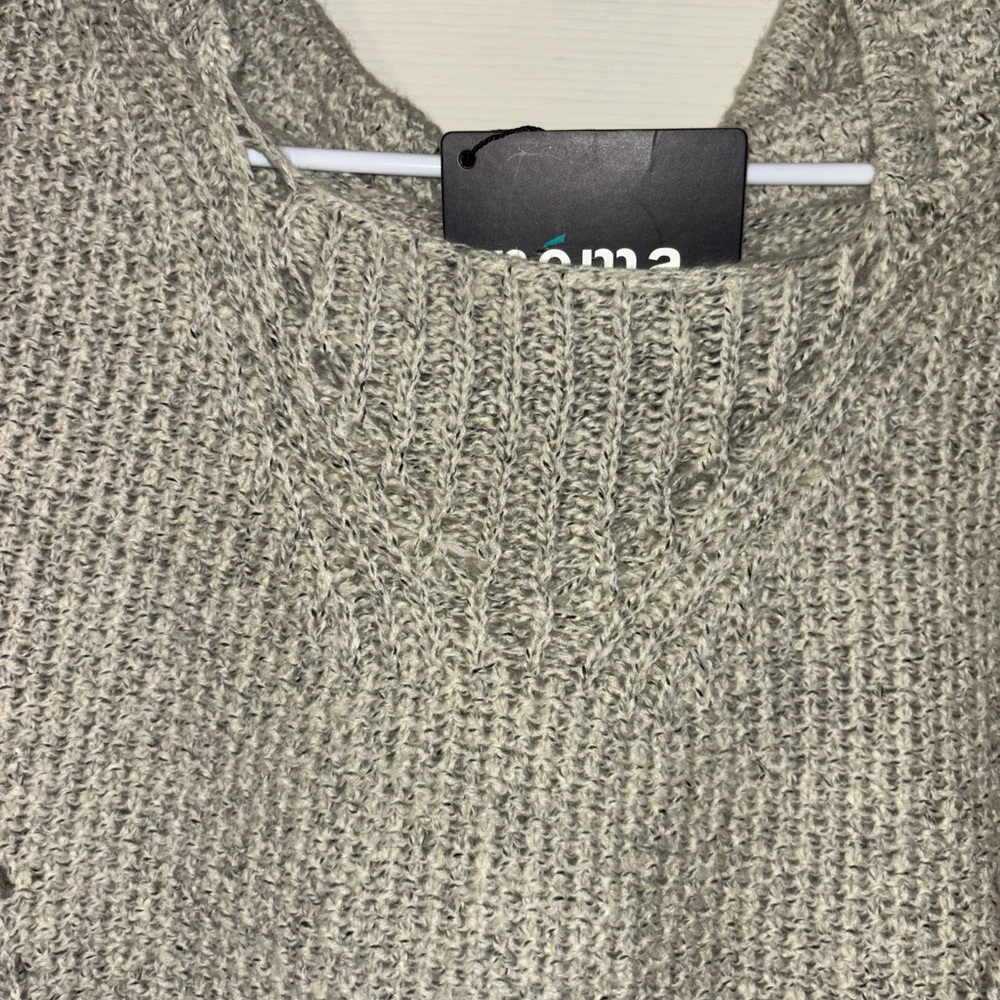 Avenue Textured Gray Cowl Neck Sweater